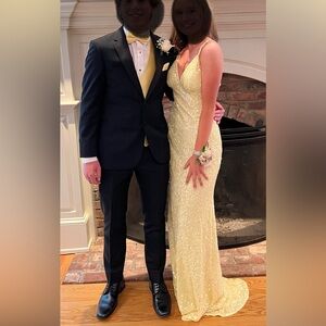 Scala yellow prom dress